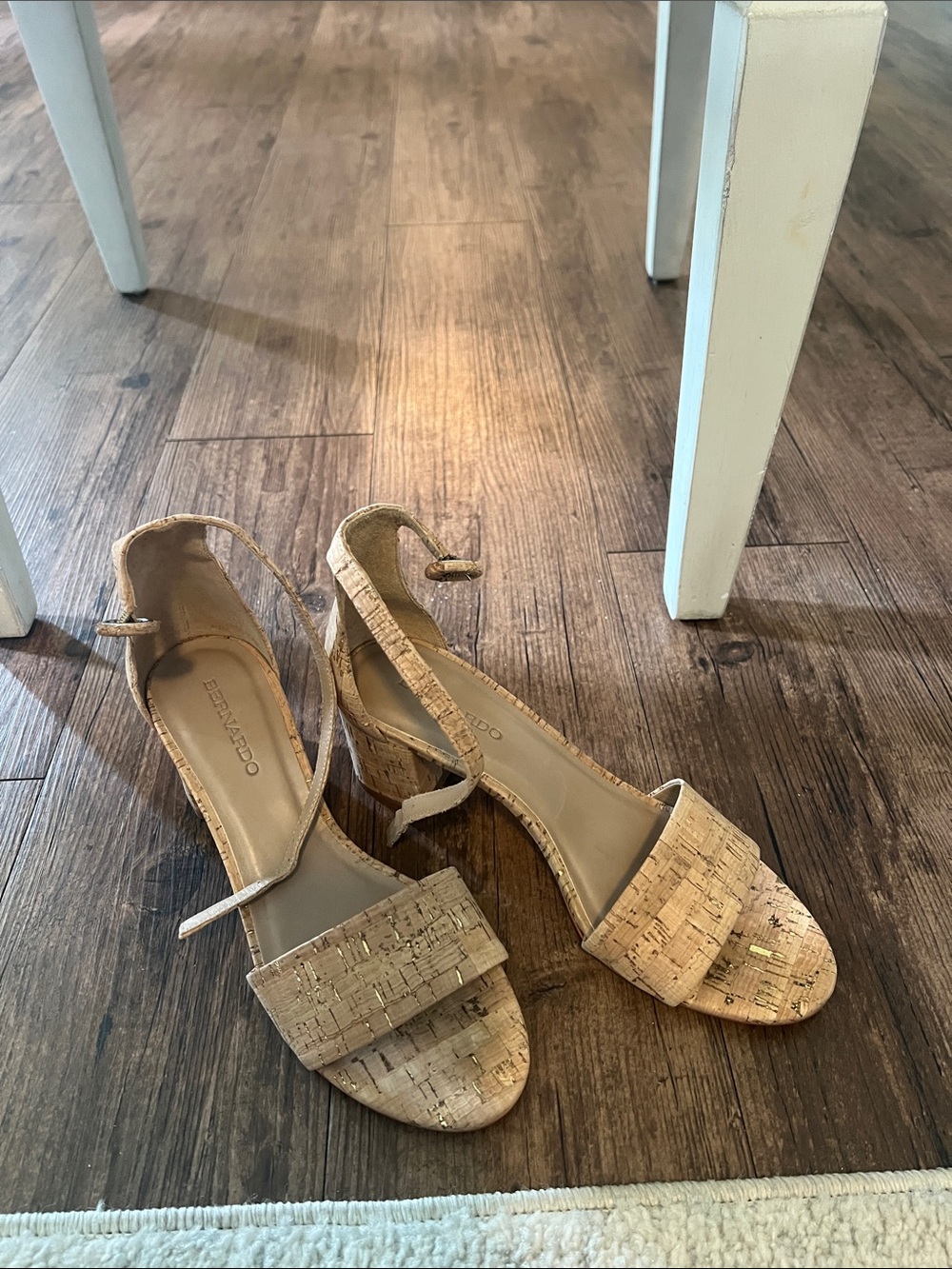 Bernardo Cork Block Heel Sandals - Natural Tan
